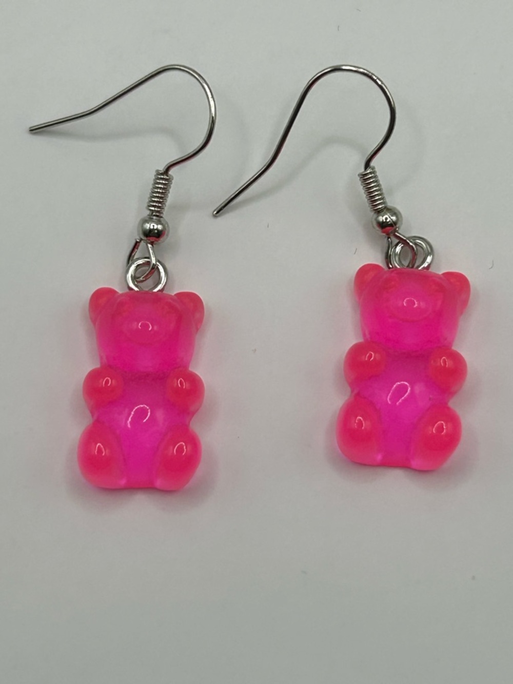 Hot Pink Gummy Bear Dangle Earrings